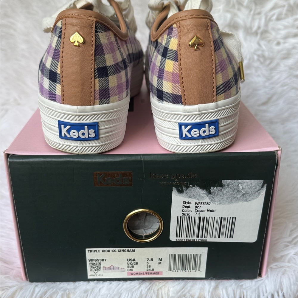 Keds women’s Gingham Sneakers - Purple and Tan
